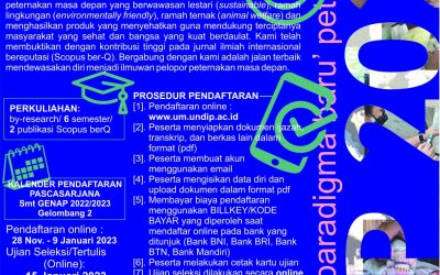 Penerimaan Mahasiswa Baru Program Studi Doktor Ilmu Peternakan FPP Undip.