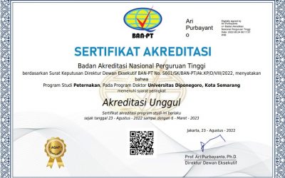 Akreditasi “Unggul” Program Studi Doktor Ilmu Peternakan FPP Undip.