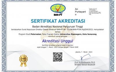 Akreditasi Doktor Ilmu Peternakan FPP Undip.